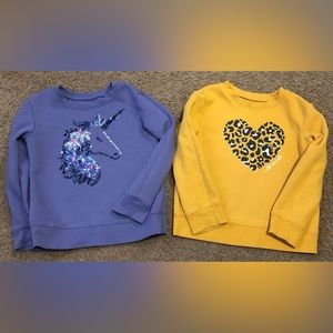 2-Pack! Girls Fleece Crewneck Graphic Pullover Sweatshirts